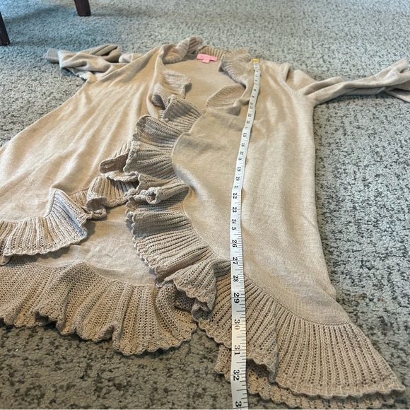 Lilly Pulitzer Gold Metallic Cascading Ruffle Kiernan Cardigan Size Small - Picture 9 of 10